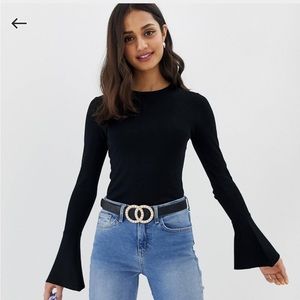 ASOS Crewneck Sweater with Flared Sleeve